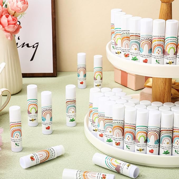 Teacher Appreciation Lip Balm Gifts Rainbow Employee Thank You Gifts for Being Awesome Graduation Party Favor for Teacher Coworkers Women Colleague Staff Friend Volunteer(100 Pcs)-VivaGrace Women
