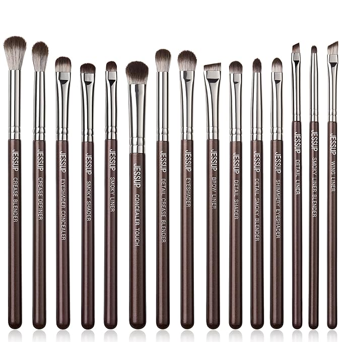 Jessup Eye Makeup Brushes Set Professional 15pcs Brown Eyeshadow Brush Eyebrow Concealer Eyeliner Blending Brush for Makeup Premium Synthetic Eye Brush Set, T499-VivaGrace Women