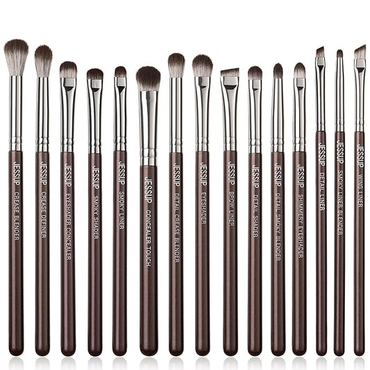 Jessup Eye Makeup Brushes Set Professional 15pcs Brown Eyeshadow Brush Eyebrow Concealer Eyeliner Blending Brush for Makeup Premium Synthetic Eye Brush Set, T499-VivaGrace Women