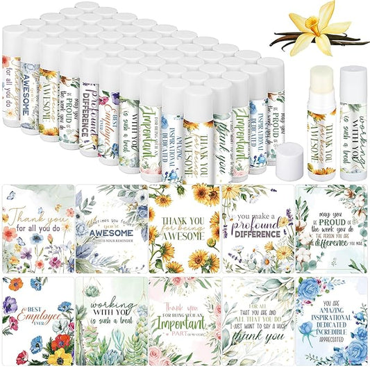50 Pcs Inspirational Gifts Lip Balms in Bulk Motivational Small Thank You Gifts Wedding Bridal Baby Shower Party Favors Lip Balm for Women Teacher Nurses Coworkers Employees 10 Styles-VivaGrace Women