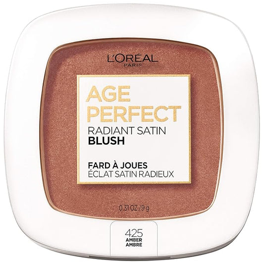 L'Oreal Paris Age Perfect Radiant Satin Blush with Camellia Oil, Amber-VivaGrace Women
