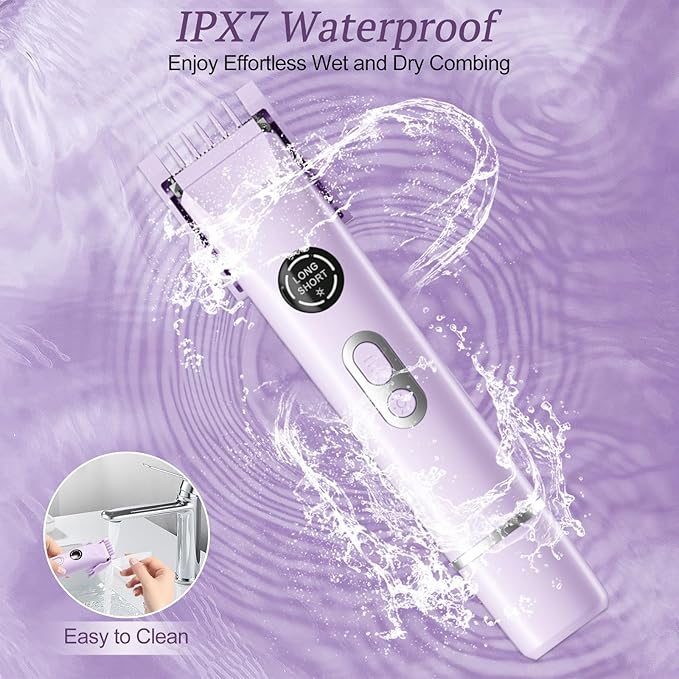 Bikini Trimmer for Women, 4 in 1 Wet/Dry Electric Razors for Women - Dual Head, Painless Rechargeable Portable Womens Razors for Shaving Set for Face, Nose, Eyebrows, Armpits, Bikini Area (Purple)-VivaGrace Women