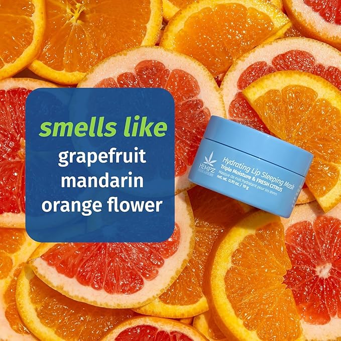 Hempz Hydrating Lip Sleeping Mask - Triple Moisture Fresh Citrus (.70 Oz.) | Overnight Hydrating Lip Balm with Triple Moisture SPF 15 Lip Balm, Ultra Hydrating Lip Care for Men or Women, .44 oz.-VivaGrace Women