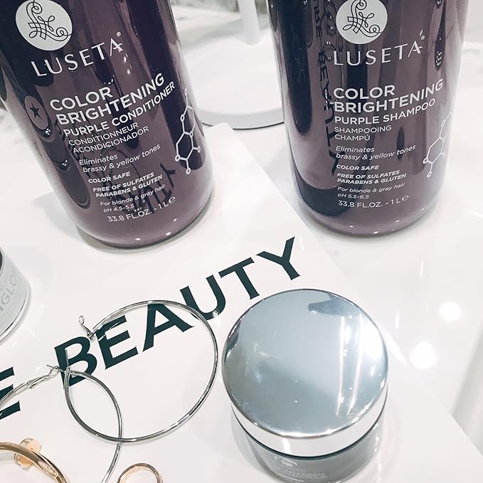 L LUSETA Color Brightening Purple Shampoo and Conditioner Set for Blonde and Gray Hair, Infused with Cocos Nucifera Oil to Help Nourish, Moisturize and Condition Hair, 2x33.8oz-VivaGrace Women