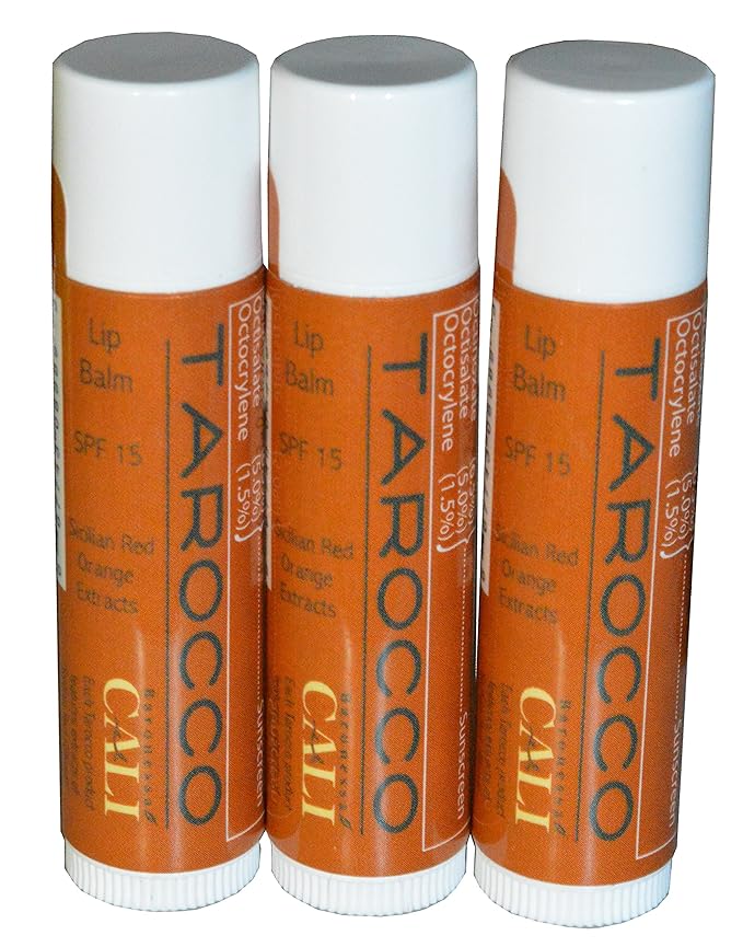 Cali Baronessa Tarocco Sicilian Red Orange Nourishing Lip Balm - Repairs and Nourishes Lips - 0.15 Ounce Each, Pack of 3-VivaGrace Women