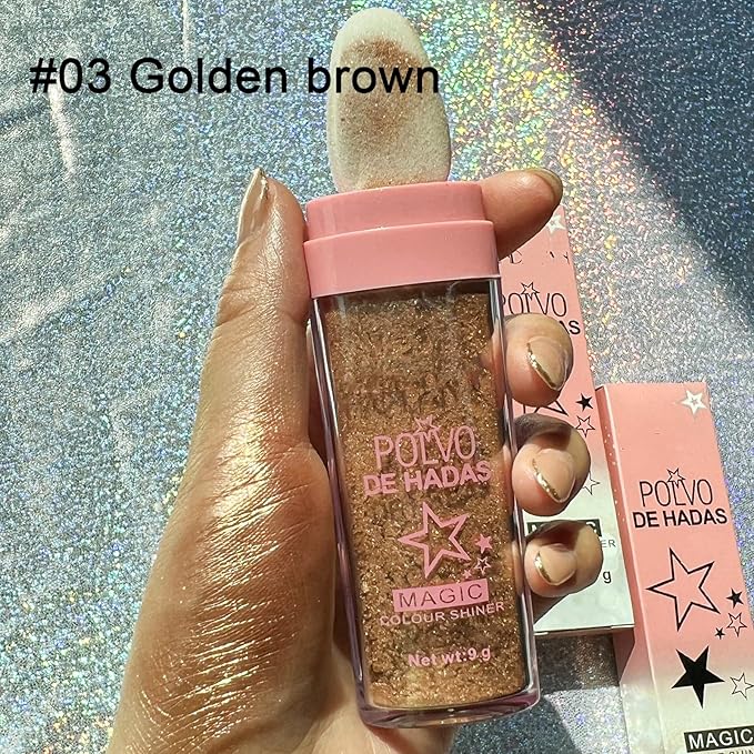 MAEPEOR Highlighter Powder Stick 6 Colors Shimmer Not-sticky Brighten Highlighter Powder Stick Natural Sparkle Glitter Highlighter Makeup Cosmetic for Lip Face Body Makeup (03 Golden Brown)-VivaGrace Women