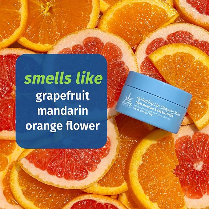 Hempz Hydrating Lip Sleeping Mask - Triple Moisture Fresh Citrus (.95 Oz.) | Overnight Hydrating Lip Balm for Dry Lips, Lip Repair, Chapped Lip Treatment & Nourishment for Women-VivaGrace Women