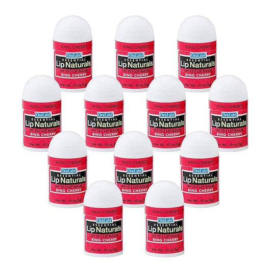 Lip Naturals® | Mini Cherry Lip Balm with Sunscreen (SPF-15) | Made in USA with Beeswax & Coconut Oil | 12-Count Mini Lip Balm Pack with Bing Cherry Flavor (0.10oz/3g Each)-VivaGrace Women