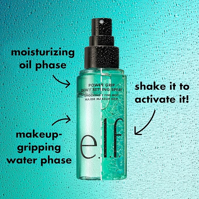 e.l.f. Power Grip Dewy Setting Spray, Ultra Fine Mist Made With Hyaluronic Acid, Grips Makeup For A Hydrated, Dewy Finish, Vegan & Cruelty-Free-VivaGrace Women
