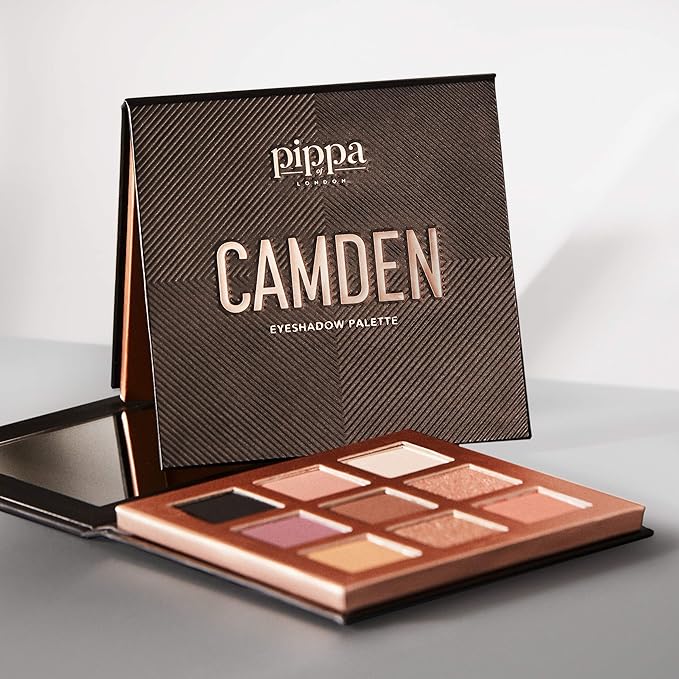 Pippa Of London Camden Make Up Palette 353 with 9 Luxury Matte, Shimmer and Glitter Eyeshadows in Rose Gold case with Mirror-VivaGrace Women