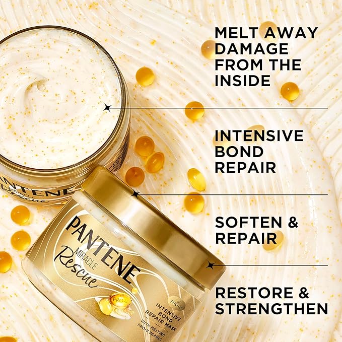 Pantene Miracle Rescue Hair Mask, Intensive Bond Repair with Melting Pro-V Pearls, Melts Away Damage, Builds Bonds, Strengthens Against Damage, Deep Conditioning for Dry Damaged Hair, 10.1 fl oz-VivaGrace Women