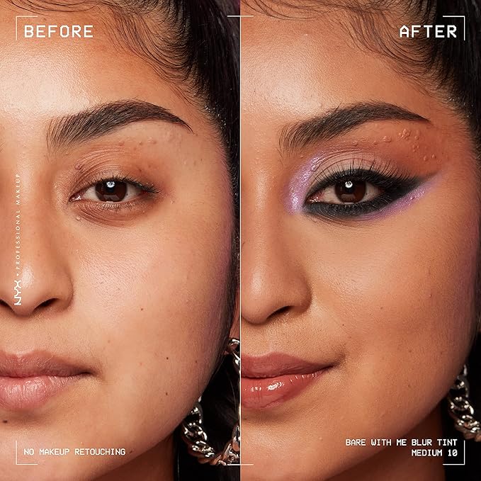 NYX PROFESSIONAL MAKEUP Bare With Me Blur Skin Tint Foundation Make Up with Matcha, Glycerin & Niacinamide - Medium-VivaGrace Women