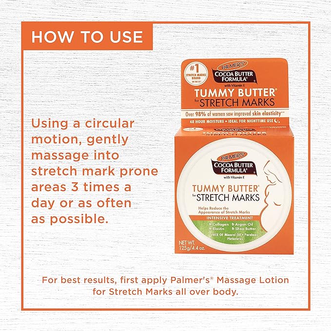 Palmer's Cocoa Butter Formula Tummy Butter Balm for Stretch Marks and Pregnancy Skin Care, 4.4 Ounces (Pack of 3)-VivaGrace Women