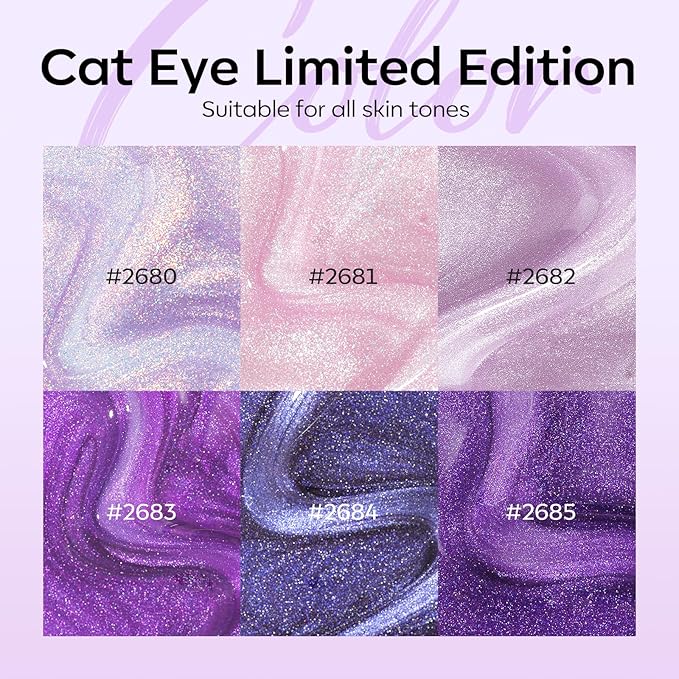 modelones Cat Eye Gel Nail Polish, 6 Colors Purple Pink Glitter Gel Polish Set with Magnet Sparkle Galaxy Series Nail Polish Kit Soak Off Led Nail Art Manicure Salon DIY Gifts-VivaGrace Women