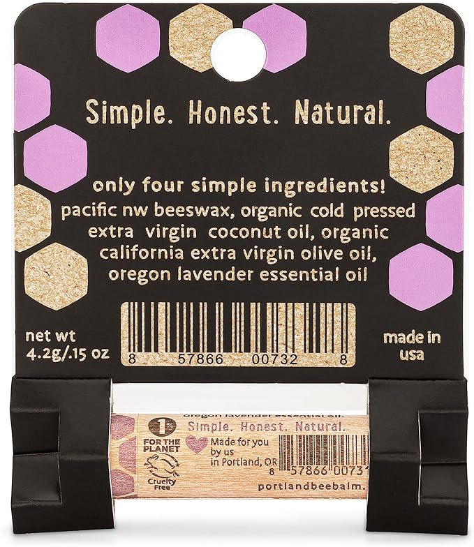 Portland Bee Balm All Natural Handmade Beeswax Based Lip Balm, Lavender 1 Count-VivaGrace Women