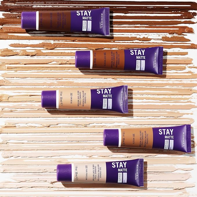 Rimmel London Stay Matte Liquid Mousse - 202 Sun Beige - Foundation, Lightweight, Shine Control, Oil-Free, 1oz-VivaGrace Women