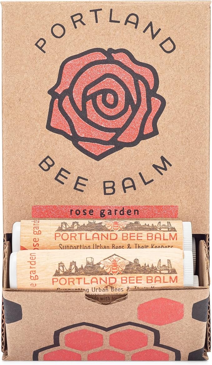 Portland Bee Balm All Natural Handmade Beeswax Based Lip Balm, Rose Garden 24 Count-VivaGrace Women