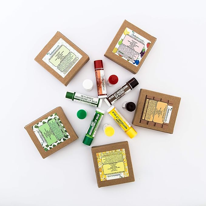 All Natural Lemon Moisturizing Lip Balm Gift Ornament for Holiday Stocking Stuffers, All Day Hydration, Original beeswax, Shea butter, Jojoba oil, Vitamin E and Love - Pack of 4 Tubes-VivaGrace Women