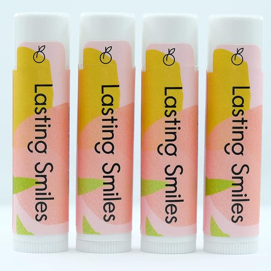 Organic Lip Balm - Peach Blossom 4 Pack - Same Day Therapy for Chapped Lips - Best Lip Balm for Soft Lips-VivaGrace Women