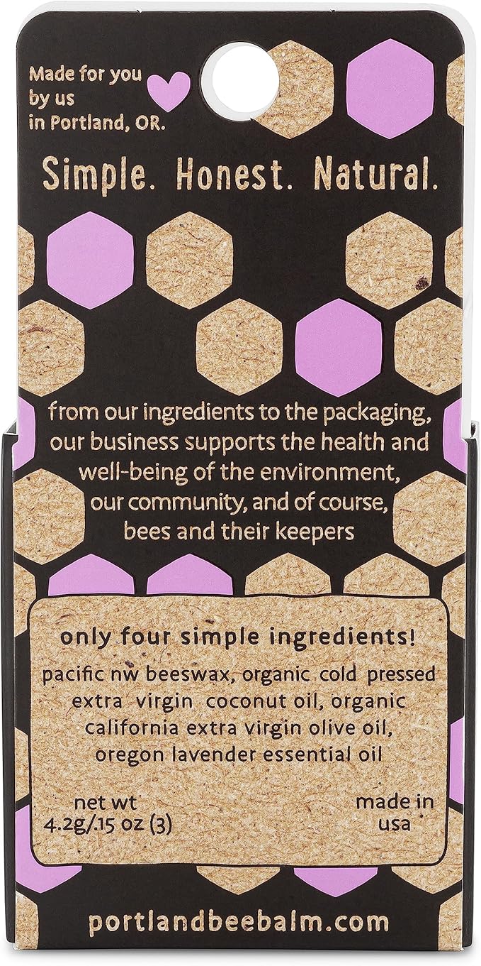 Portland Bee Balm All Natural Handmade Beeswax Based Lip Balm, Lavender 3 Count-VivaGrace Women
