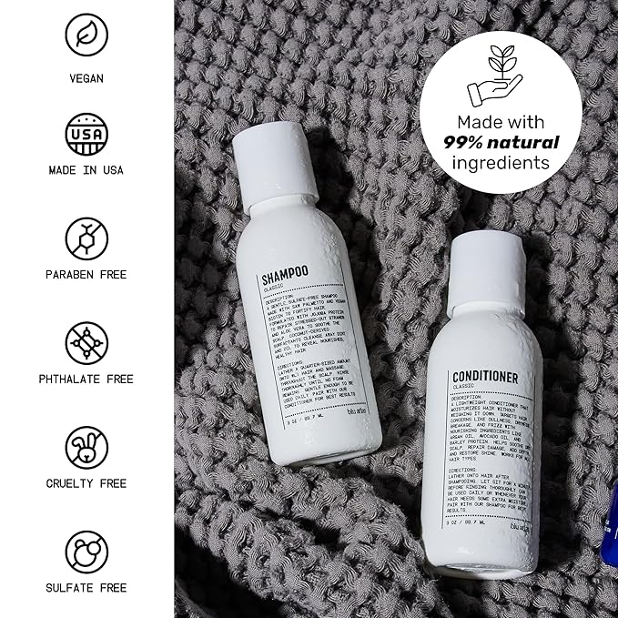Blu Atlas Travel Size Shampoo & Conditioner Set for Men – TSA Approved, 3 oz Each – Natural, Sulfate-Free, Paraben-Free – Clean Ingredients – Classic Scent – Made in America-VivaGrace Women