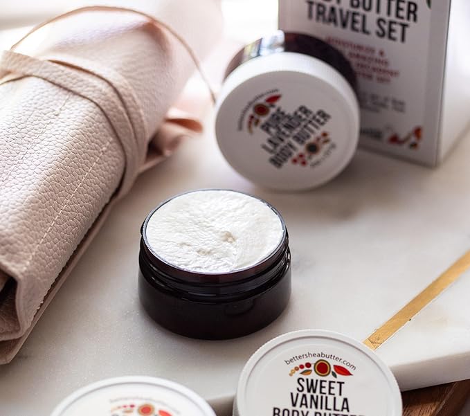 Body Butter Variety Pack | with Organic Shea Butter and Jojoba Oil | Lemon Sage, Lavender, Sweet Vanilla | Body Butter Minis | Trio of Travel Size Lotion | 3 x 2oz Jars-VivaGrace Women