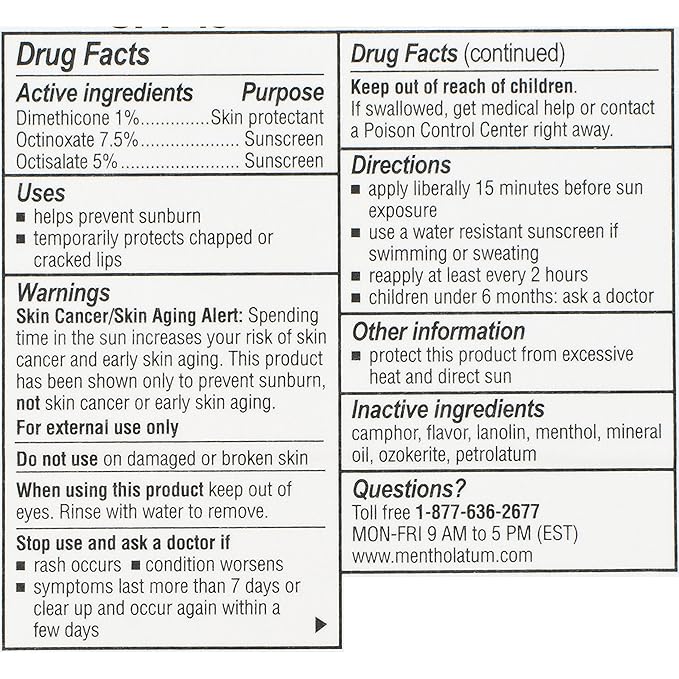 Mentholatum Natural Ice Cherry Flavor Medicated Lip Balm, Hydrating Lip Care for Dry, Chapped Lips, Moisturizing Formula with SPF 15 Helps Prevent Sunburn, Protection for Smooth, Soft Lips 48 Count-VivaGrace Women