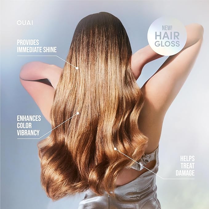 OUAI Hair Gloss - In-Shower Shiny Hair Treatment & Glaze with Frizz Control - Heat Protectant Infused with Hyaluronic Acid, Rice Water & Panthenol - Paraben, Phthalate & Sulfate Free (6 Oz)-VivaGrace Women