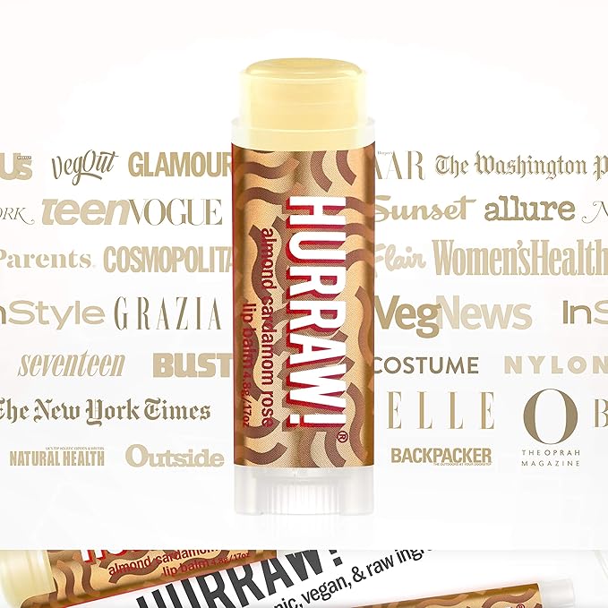 Hurraw! Almond, Cardamom, Rose (Vata) Lip Balm: Organic, Certified Vegan, Cruelty and Gluten Free. Non-GMO, 100% Natural Ingredients. Bee, Shea, Soy and Palm Free. Made in USA-VivaGrace Women