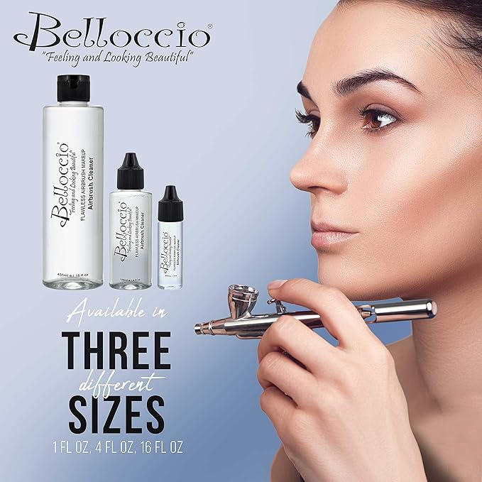 4 Ounce Bottle of Belloccio Makeup Airbrush Cleaner - Fast Acting Cleaning Solution, Quickly Cleans Flushes Out Airbrush Makeup Foundation, Blush, Highlighter - Clean Cosmetic Makeup Brushes, Paint-VivaGrace Women