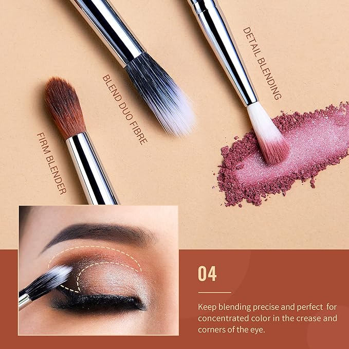 Jessup Eyeshadow Brush Set Professional Eye Blending Brushes for Lid Small Fluffy Soft Eye Brushes 10pcs, T331-VivaGrace Women