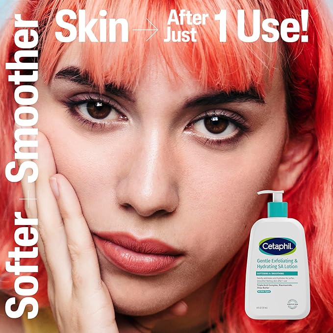 Cetaphil Gentle Exfoliating SA Lotion, Lightweight Moisturizer for All Skin Types, 8 Oz Pump Bottle, Salicylic Acid, Mandelic Acid & Gluconolactone, Gently Exfoliates, Dermatologist Recommended Brand-VivaGrace Women