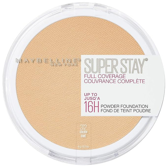 Maybelline Super Stay Full Coverage Powder Foundation Makeup, Up to 16 Hour Wear, Soft, Creamy Matte Foundation, Golden, 1 Count-VivaGrace Women