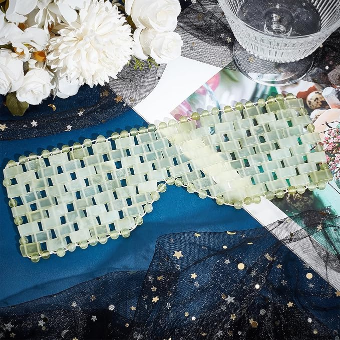 Jade Eye Mask, Eye Mask for Relaxation, Reusable Jade Eye Mask Hot or Cold Using Jade Mask Eyes Sleeping Mask for Alleviate Puffiness Face Massage Relax Eyes Meditation Beauty-VivaGrace Women