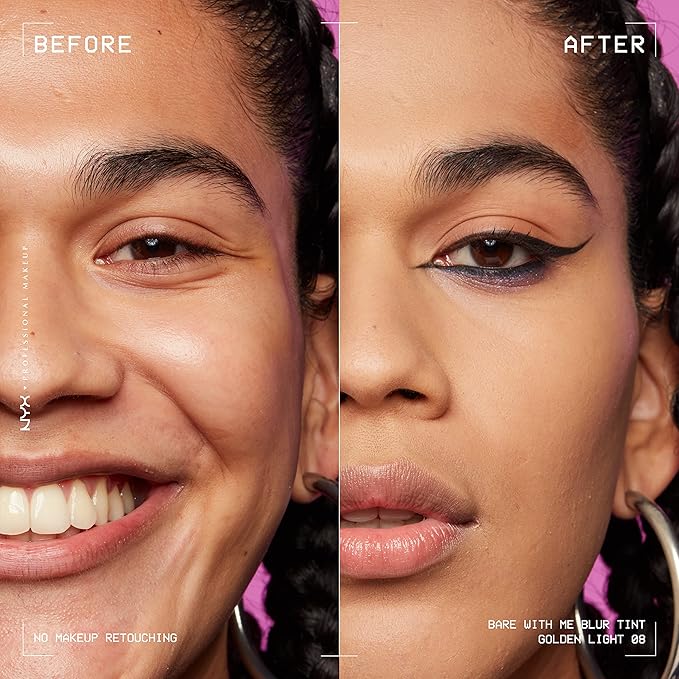 NYX PROFESSIONAL MAKEUP Bare With Me Blur Skin Tint Foundation Make Up with Matcha, Glycerin & Niacinamide - Golden Light-VivaGrace Women