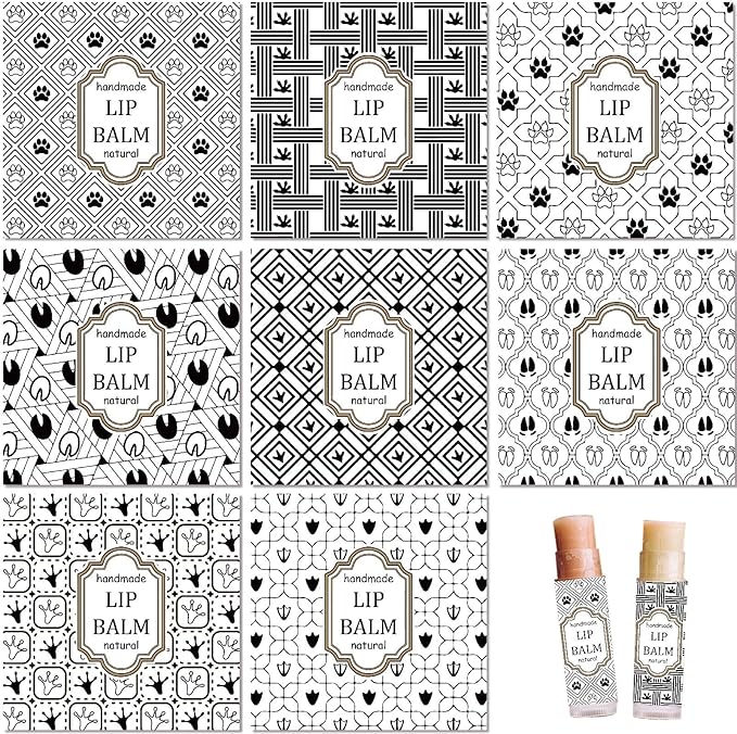 CRASPIRE 80Pcs 8 Styles Lip Balm Sticker Vintage Pattern Self-Adhesive Homemade Lip Balm Labels Vintage Square DIY Label Stickers for Lip Balm Containers Cosmetics Lipsticks-VivaGrace Women