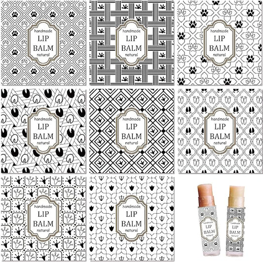 CRASPIRE 80Pcs 8 Styles Lip Balm Sticker Vintage Pattern Self-Adhesive Homemade Lip Balm Labels Vintage Square DIY Label Stickers for Lip Balm Containers Cosmetics Lipsticks-VivaGrace Women