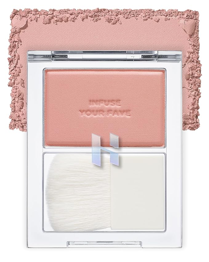 HOLIKA HOLIKA Infusing Blush with Brush - Lightweight, Smooth, Blendable Cheek Blusher, Sebum-Control, Natural Pore Coverage, Built-In Brush, Long-Lasting Pigment for Romantic Mood (07 SIENNA)-VivaGrace Women