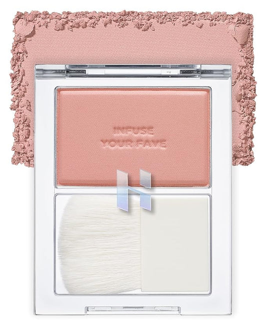 HOLIKA HOLIKA Infusing Blush with Brush - Lightweight, Smooth, Blendable Cheek Blusher, Sebum-Control, Natural Pore Coverage, Built-In Brush, Long-Lasting Pigment for Romantic Mood (07 SIENNA)-VivaGrace Women