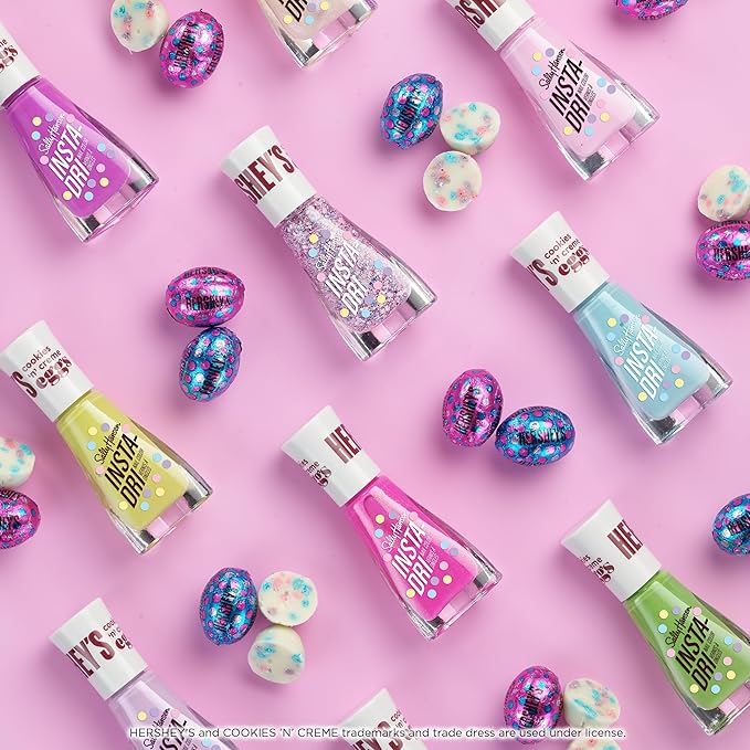 Sally Hansen Insta-Dri X Hershey's Cookies 'n' Creme Eggs, Spring Forward, Quick Dry, Long Lasting, Streak-Free Shine, Pink Nail Polish, 0.31 fl oz.