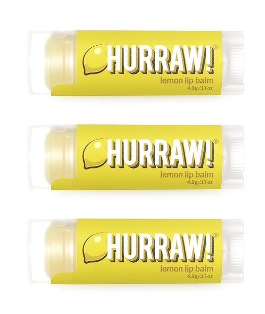 Hurraw! Lemon Lip Balm, 3 Pack: Organic, Certified Vegan, Cruelty and Gluten Free. Non-GMO, 100% Natural Ingredients. Bee, Shea, Soy and Palm Free. Made in USA-VivaGrace Women