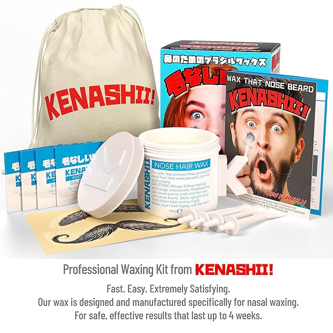 KENASHII Nose Wax Kit | 100 g Wax, 24 Applicators | Hair Removal Kit for Men and Women | Includes Balm Wipes and Mustache Guards | Lasts up to 5 Weeks-VivaGrace Women