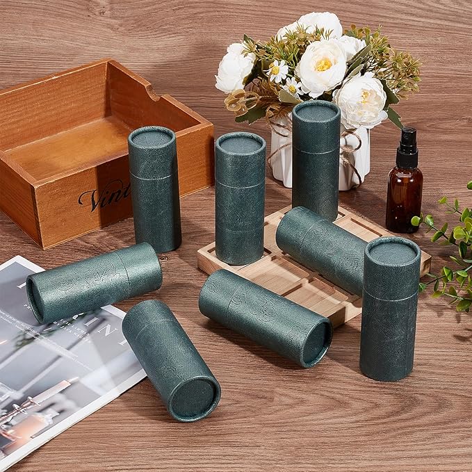 NICENEEDED 10 Pcs Empty Kraft Paper Jar, 30ml Cardboard Boxes, Essential Oil Bottle Packaging Box Round Paper Cardboard Case Gift Tube Container for Pencils Tea Caddy Coffee Cosmetic Crafts-VivaGrace Women