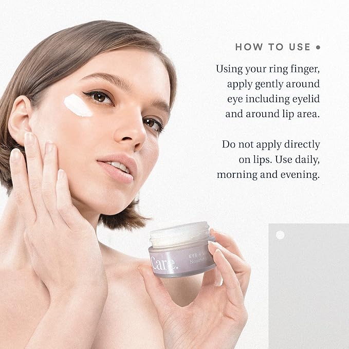 Eye+Lip Nourishing Cream with Caffeine, Vitamin K, Vitamin C, and Peptides. De-Puffs and Reduces Dark Circles. Fragrance-Free, Cruelty-Free. (0.5 ounce) (0.5 oz)-VivaGrace Women