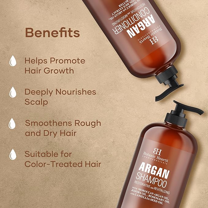 Botanic Hearth Argan Oil Shampoo And Conditioner Set | 16 Fl Oz Each With Keratin, Restorative & Moisturizing, Sulfate Free | All Hair Types & Color Treated Hair, Men And Women | (Packaging May Vary)-VivaGrace Women