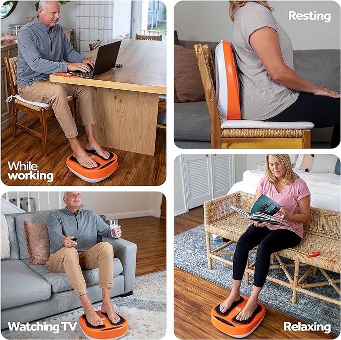 Power Legs Electric Foot Massager Machine with Remote Control, Adjustable Speed, Vibration - Calf Massager - Feet Massager for Neuropathy Pain Relief, Plantar Fasciitis, Leg Blood Circulation (Orange)-VivaGrace Women