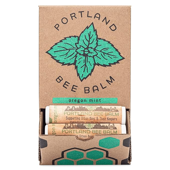 Portland Bee Balm All Natural Handmade Beeswax Based Lip Balm, Oregon Mint 24 Count-VivaGrace Women