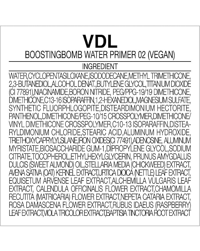 VDL Boosting Bomb Water Primer (Natural Finish, 1fl oz) - Makeup Base, Natural Radiance Booster. Smooth & Even Skin Tone, Moisturizer. Korean Skin Care for Perfect Canvas. Vegan Formula Cream,-VivaGrace Women