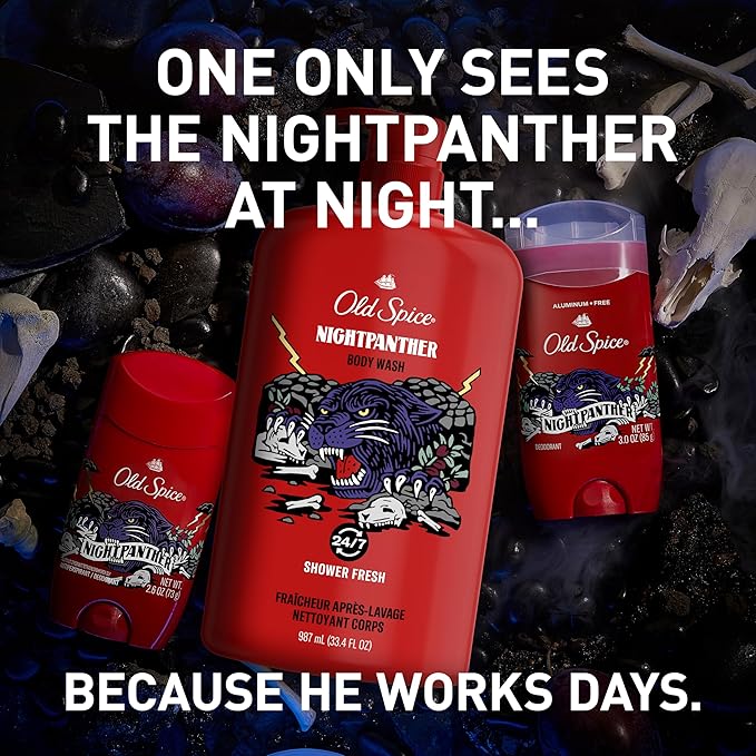 Old Spice Body Wash for Men, 3X Defense, 24/7 Shower Fresh with Long Lasting Lather, NightPanther Scent, 33.4 fl oz (Pack of 4)-VivaGrace Women