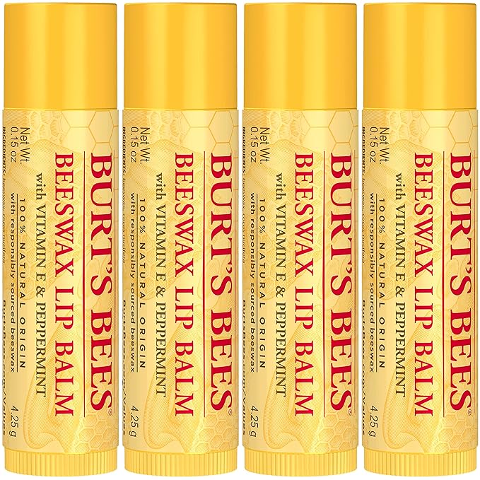 Beeswax Lip Balm Pack by Burts Bees for Unisex - 4 x 0.15 oz Lip Balm-VivaGrace Women
